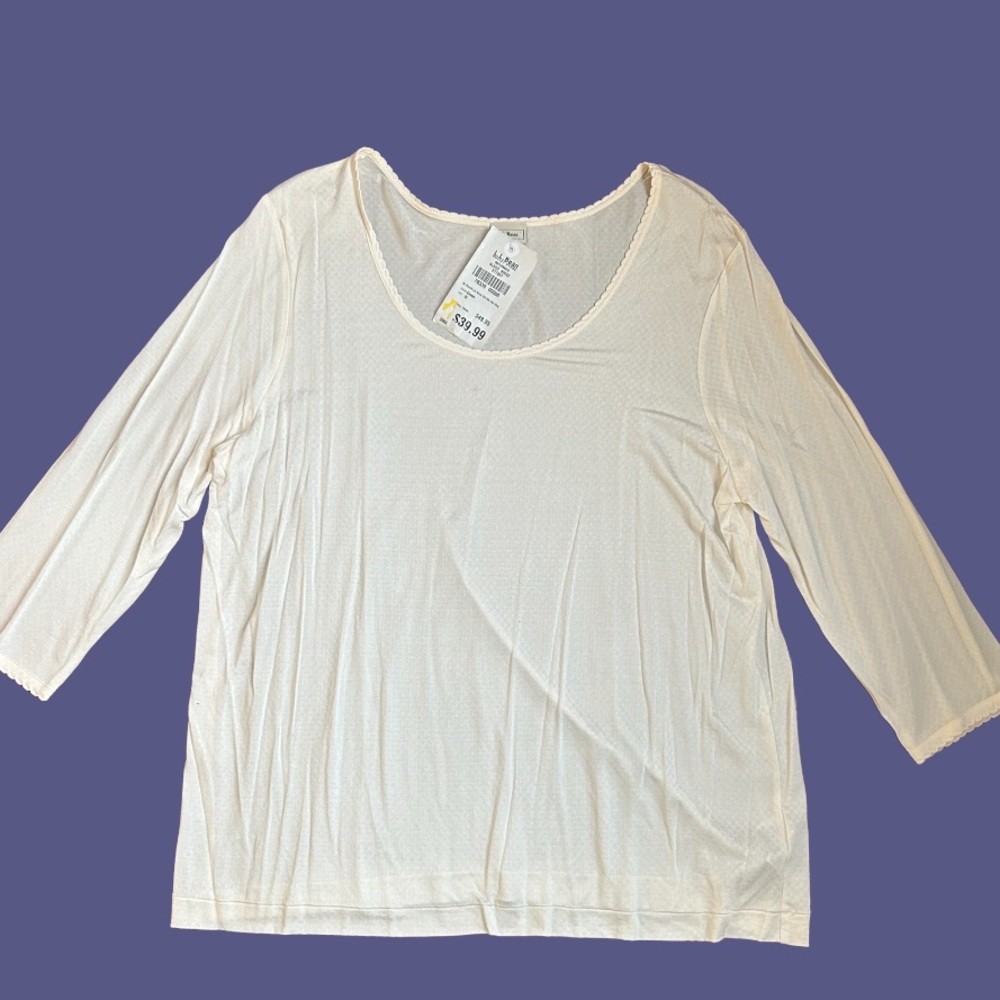 Women's Silk Pointelle, Long-Sleeve Scoopneck 2X